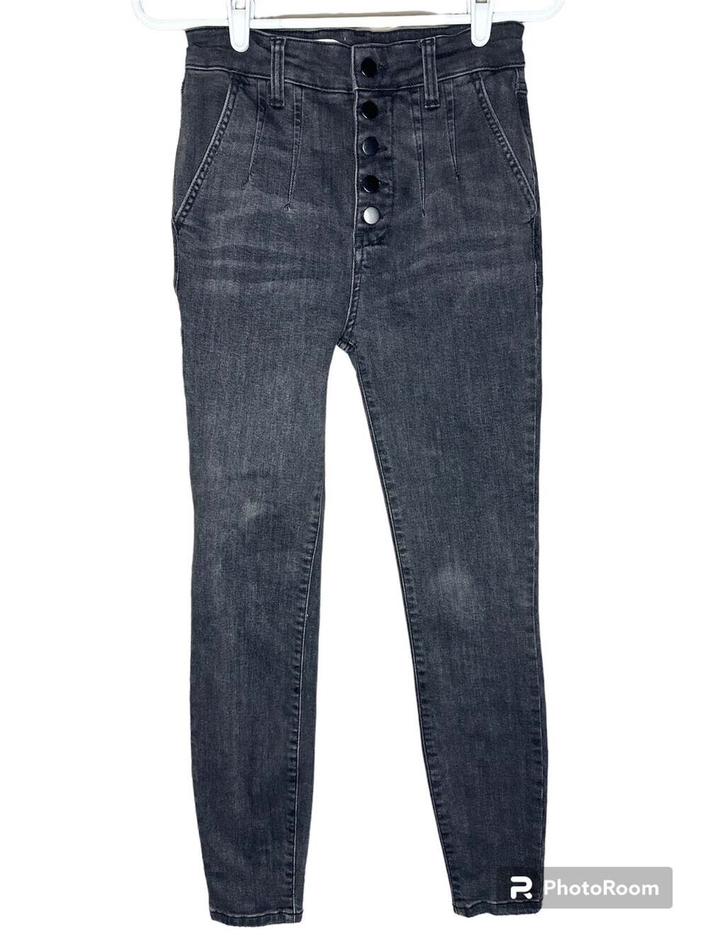 Pilcro&The Letterpress Anthropologie High Rise Skinny Buttonfly Black Jeans| 27